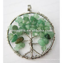 Verde Aventurine Chip Stone Beads Lucky árvore pingente